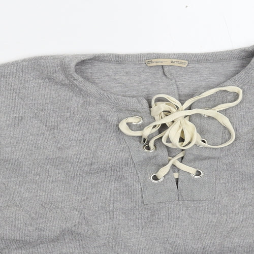 Zara Womens Grey  Knit Pullover Jumper Size S
