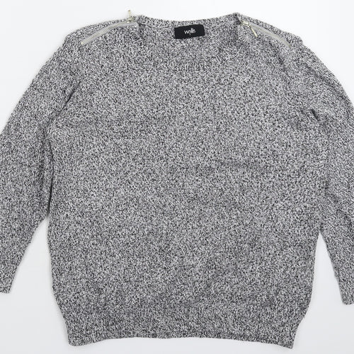 Wallis Womens Grey  Knit Pullover Jumper Size S