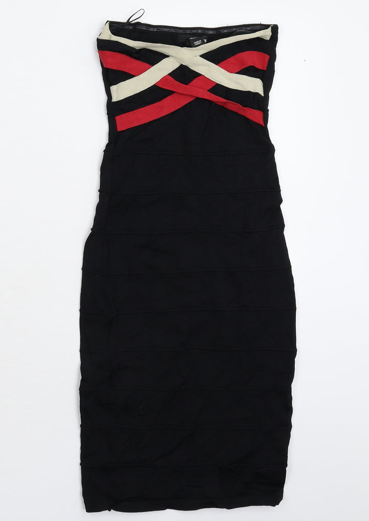 H&M Womens Black Striped  Bodycon  Size XS