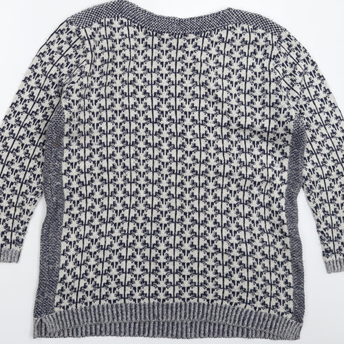 Marks and Spencer Womens White Geometric Knit Pullover Jumper Size 14