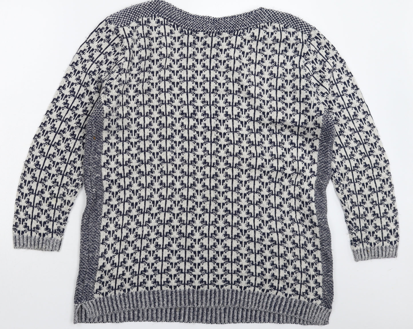 Marks and Spencer Womens White Geometric Knit Pullover Jumper Size 14