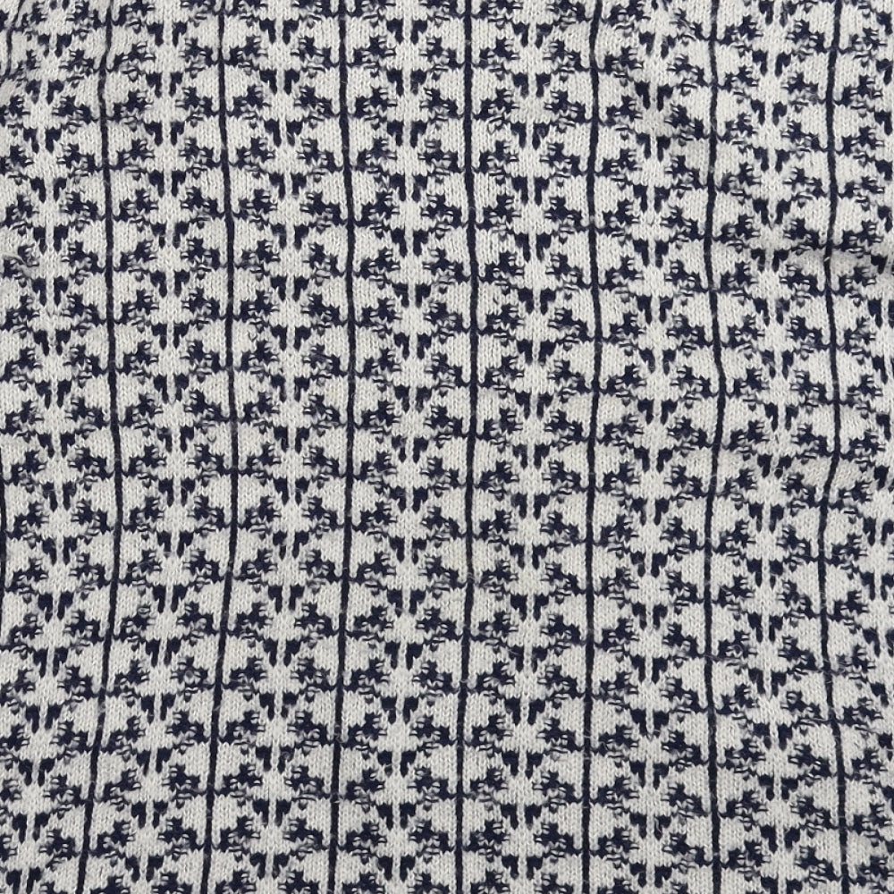 Marks and Spencer Womens White Geometric Knit Pullover Jumper Size 14