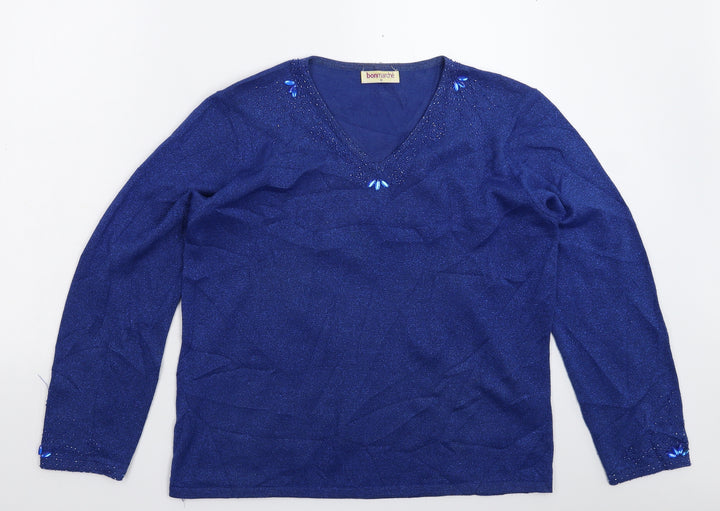 Bonmarché Womens Blue Knit Pullover Jumper Size M