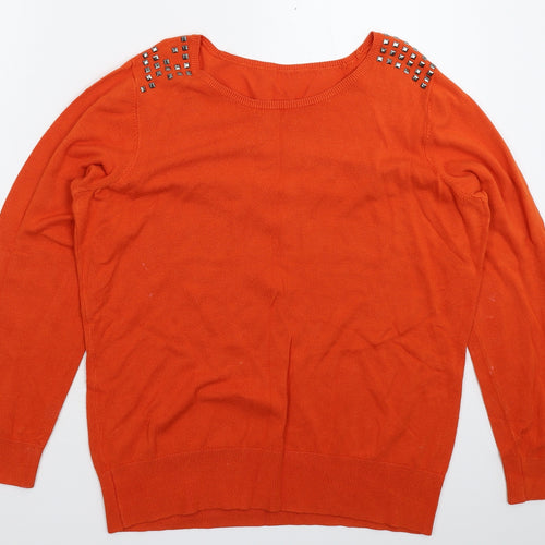 Preworn Womens Orange  Knit Pullover Jumper Size L