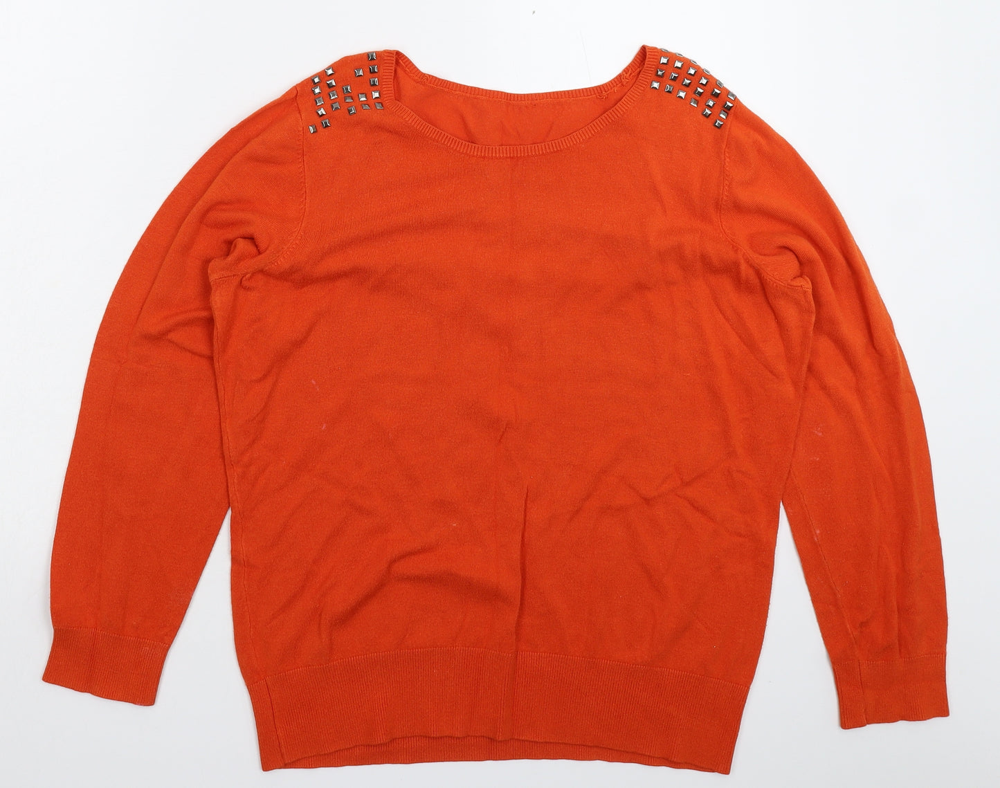Preworn Womens Orange  Knit Pullover Jumper Size L