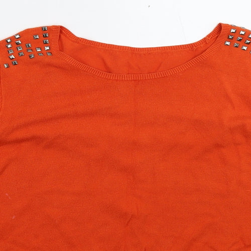 Preworn Womens Orange  Knit Pullover Jumper Size L