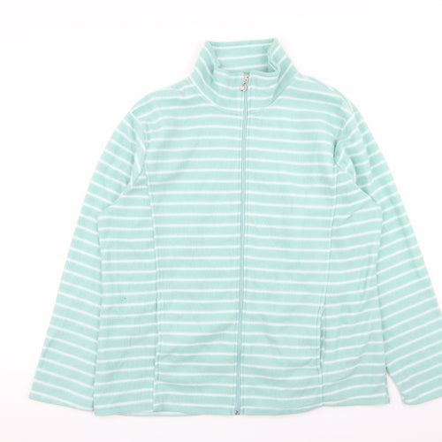 Anne De Lancay Womens Blue Striped  Full Zip Jumper Size L  - fleece