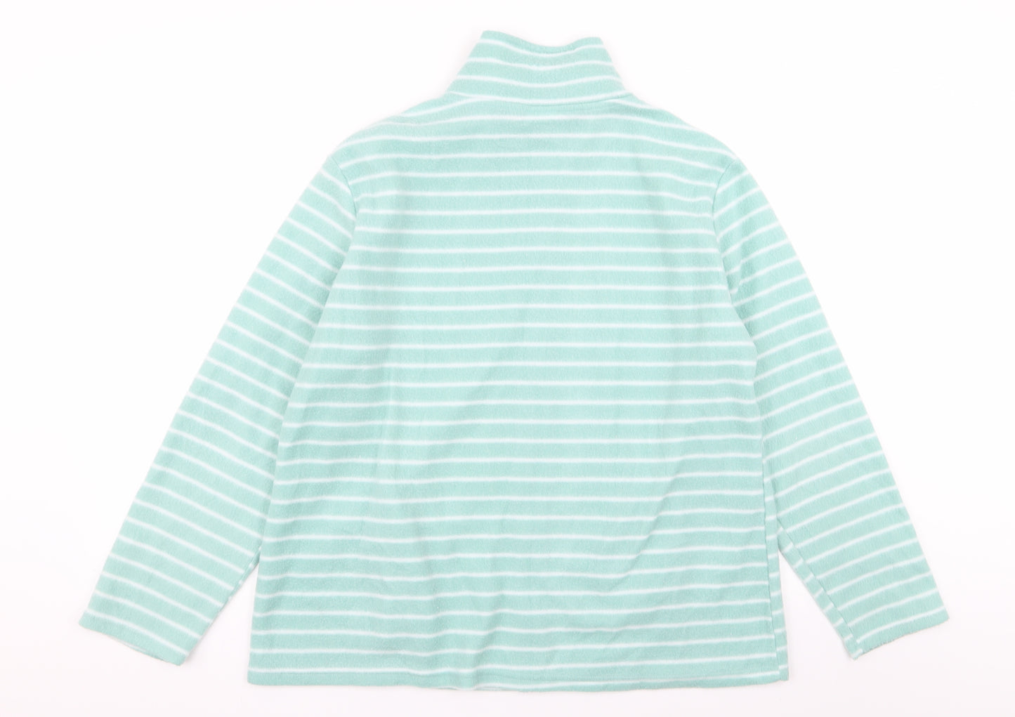 Anne De Lancay Womens Blue Striped  Full Zip Jumper Size L  - fleece