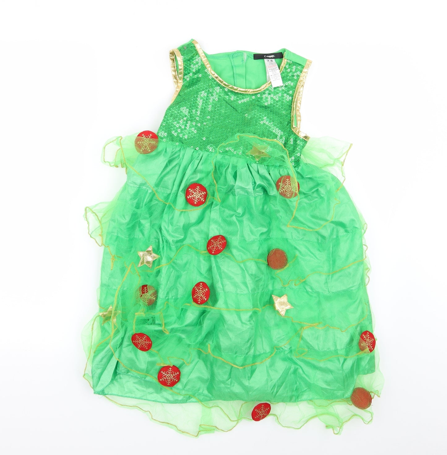 Asda George Girls Green Polka Dot  Fit & Flare  Size 7-8 Years  - party dress