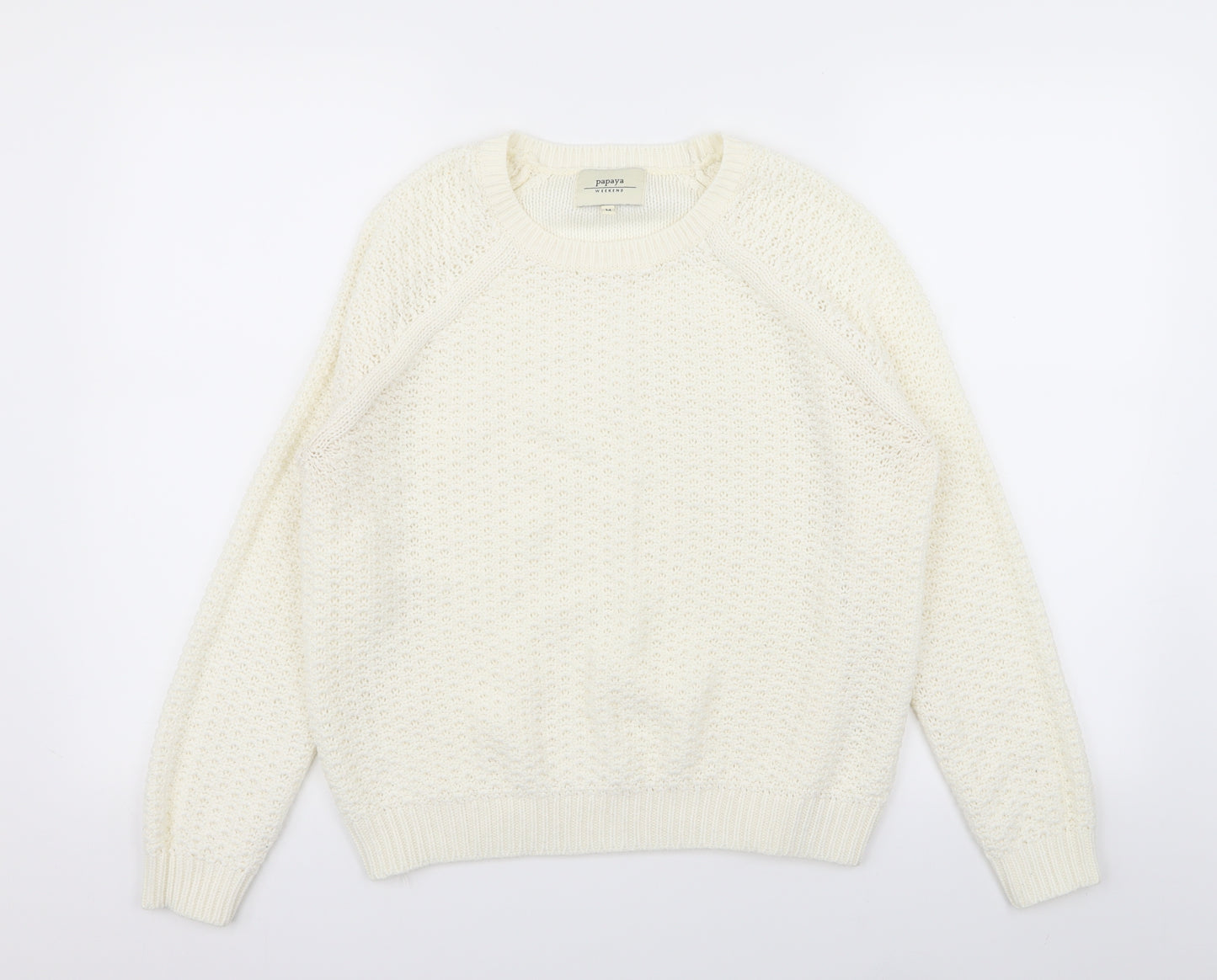 Papaya Womens White   Pullover Jumper Size M