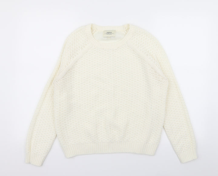 Papaya Womens White   Pullover Jumper Size M