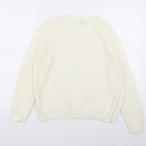 Papaya Womens White   Pullover Jumper Size M