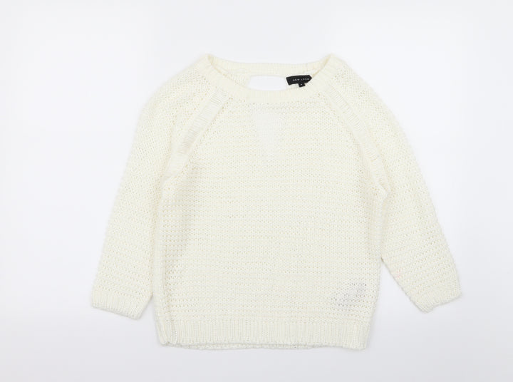 New Look Womens White Pullover Jumper Size S