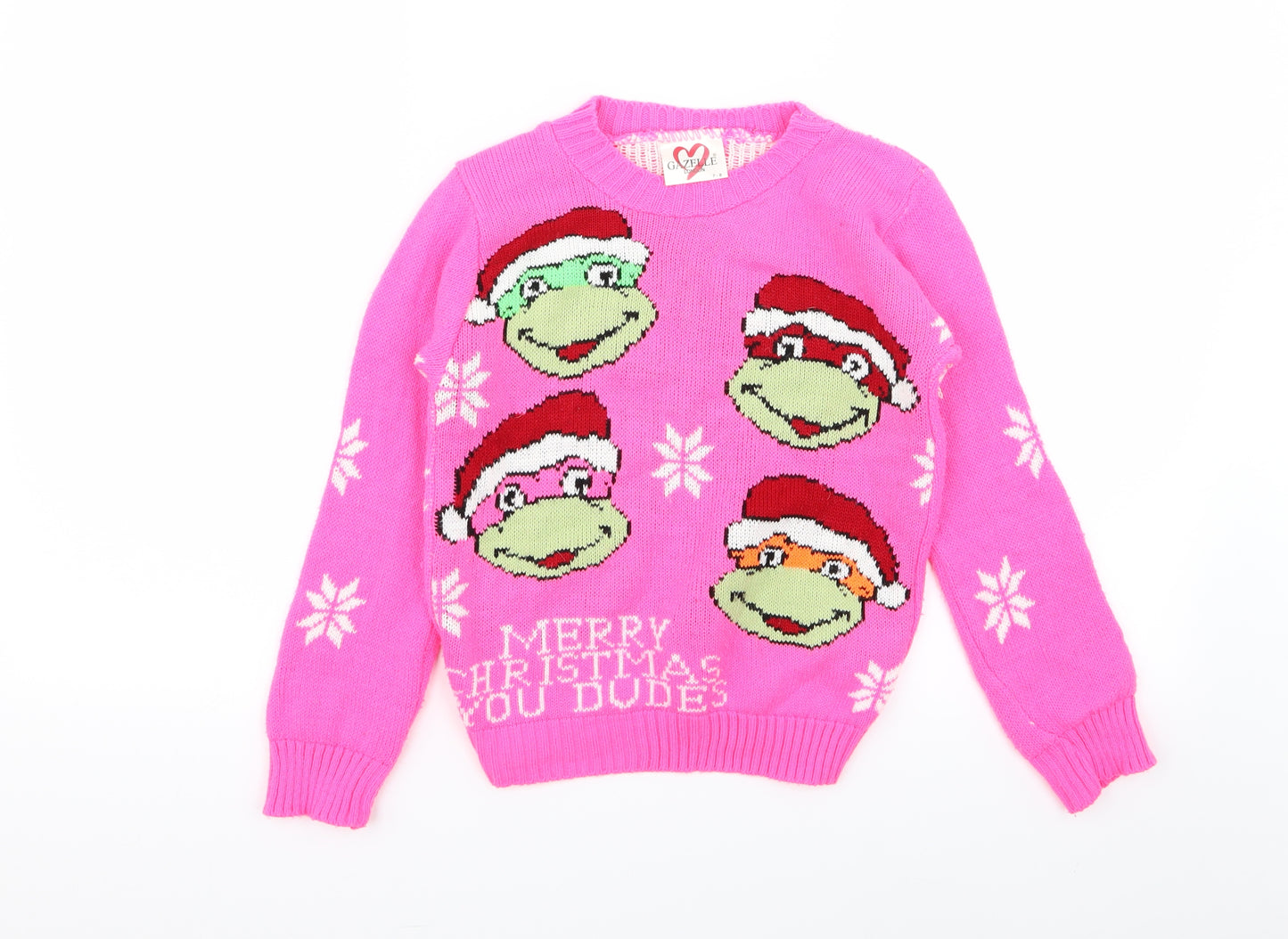 gazelle Girls Pink   Pullover Jumper Size 7-8 Years  - Christmas  Jumper