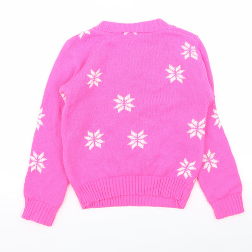 gazelle Girls Pink   Pullover Jumper Size 7-8 Years  - Christmas  Jumper