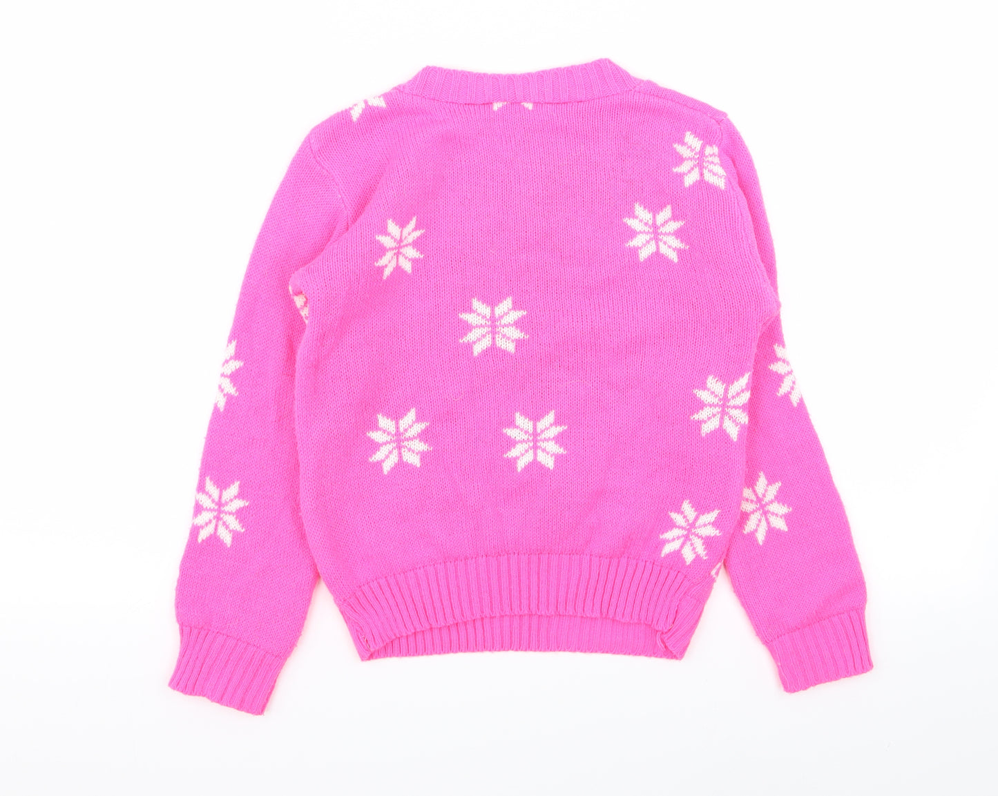 gazelle Girls Pink   Pullover Jumper Size 7-8 Years  - Christmas  Jumper
