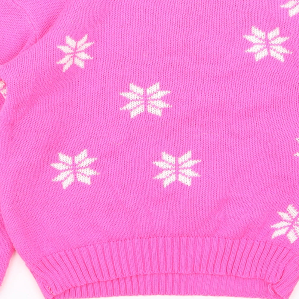 gazelle Girls Pink   Pullover Jumper Size 7-8 Years  - Christmas  Jumper