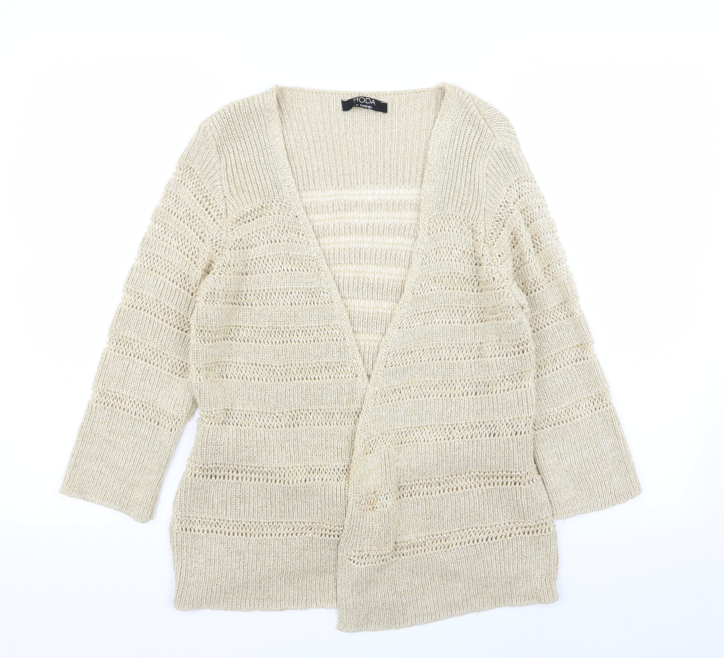 Asda George Womens Gold Striped  Cardigan Jumper Size 10