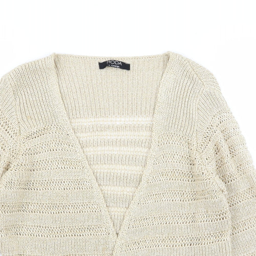 Asda George Womens Gold Striped  Cardigan Jumper Size 10