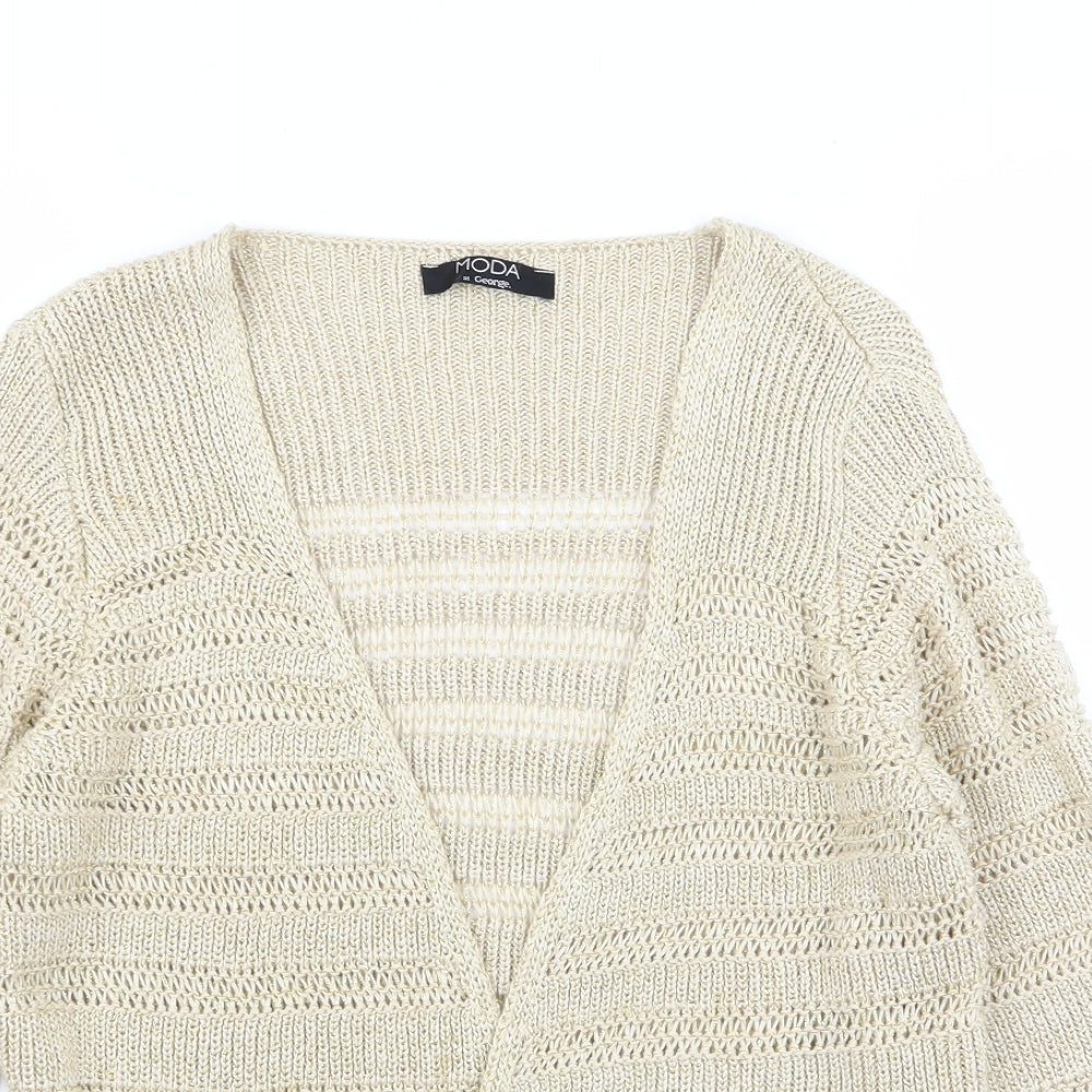 Asda George Womens Gold Striped  Cardigan Jumper Size 10