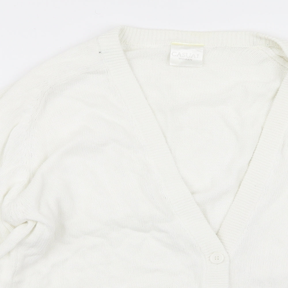 casual women Womens White   Cardigan Jumper Size 14