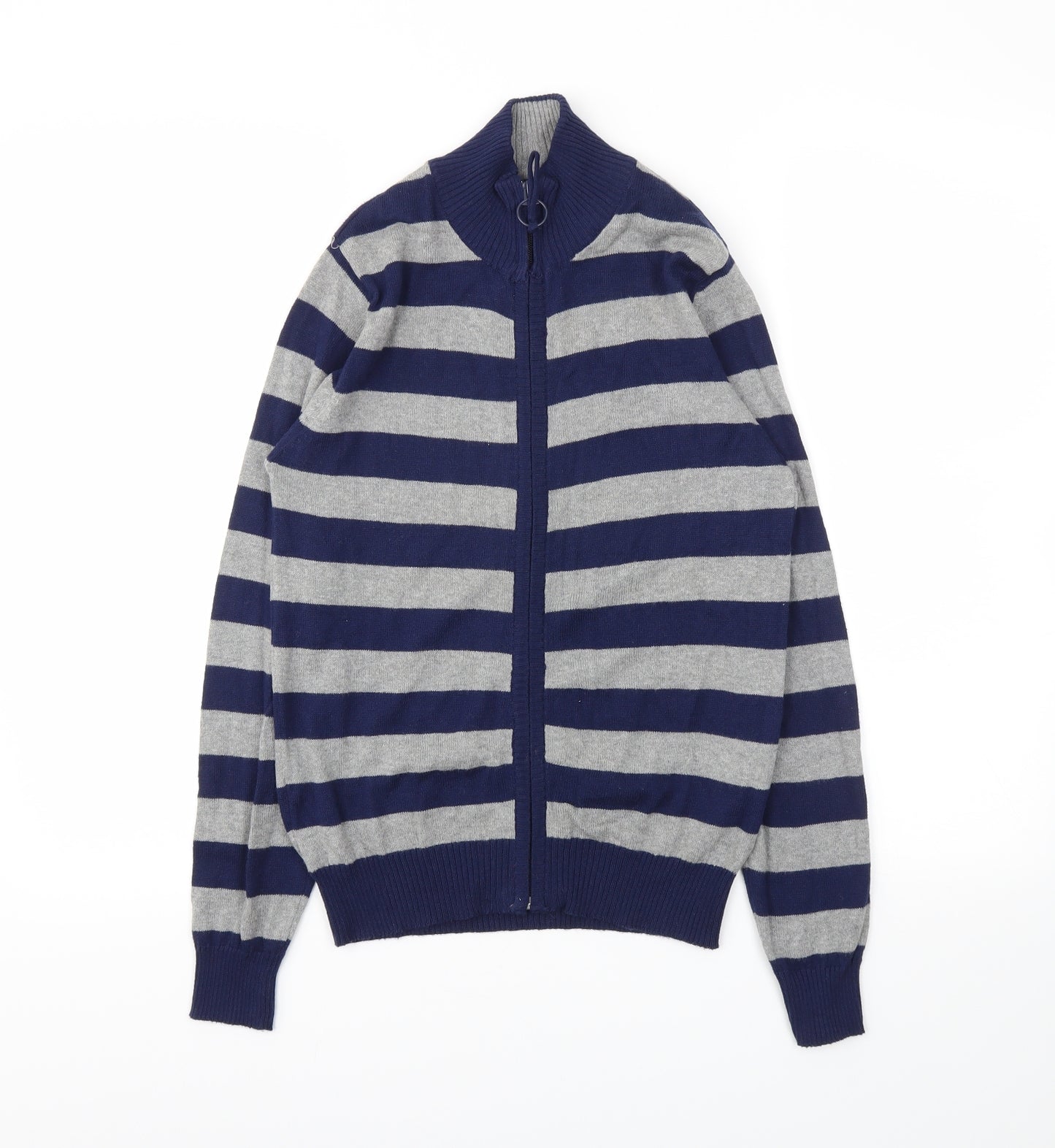 MAX Womens Blue Striped  Full Zip Jumper Size S