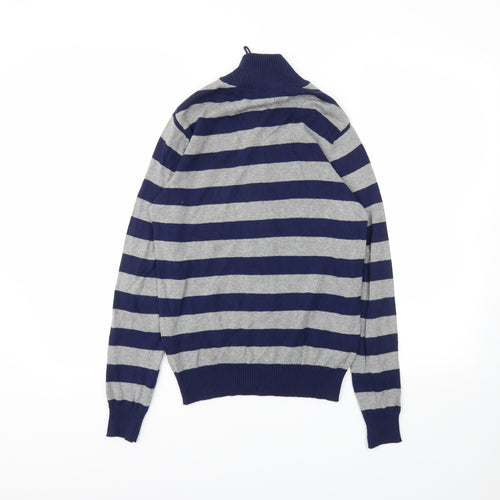 MAX Womens Blue Striped  Full Zip Jumper Size S