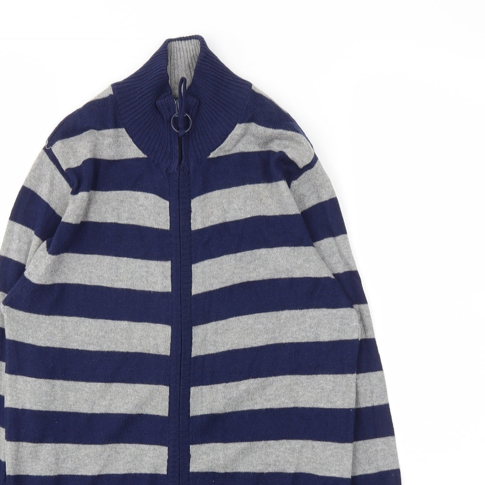 MAX Womens Blue Striped  Full Zip Jumper Size S
