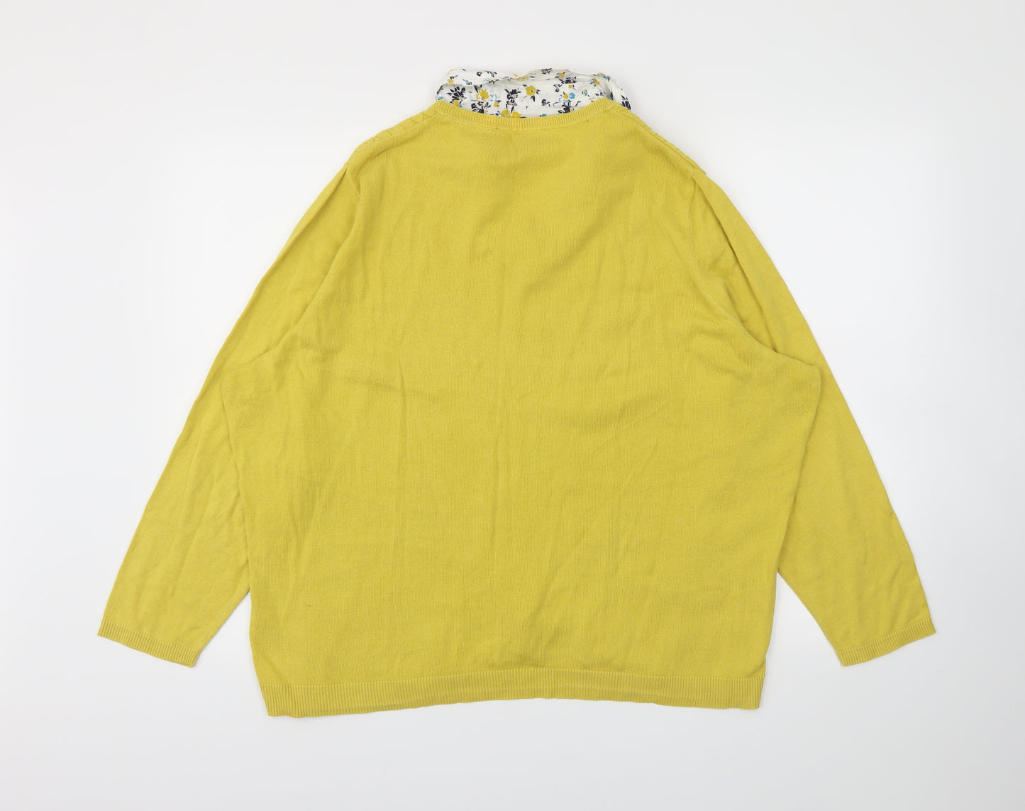 Bonmarché Womens Yellow Floral  Pullover Jumper Size 24