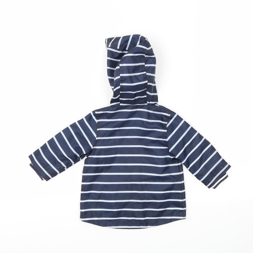 F&F Girls Blue Striped  Basic Coat Coat Size 0-3 Months