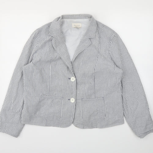 STUDIO  Womens Grey Striped  Jacket Blazer Size 14