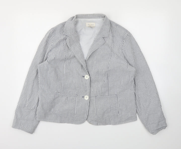 STUDIO  Womens Grey Striped  Jacket Blazer Size 14
