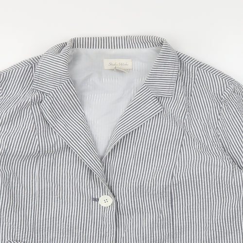 STUDIO  Womens Grey Striped  Jacket Blazer Size 14