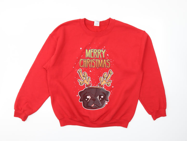 Gildan Womens Red Pullover Jumper Size L
