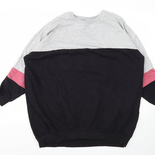 Yours Womens Black Striped  Pullover Sweatshirt Size 22