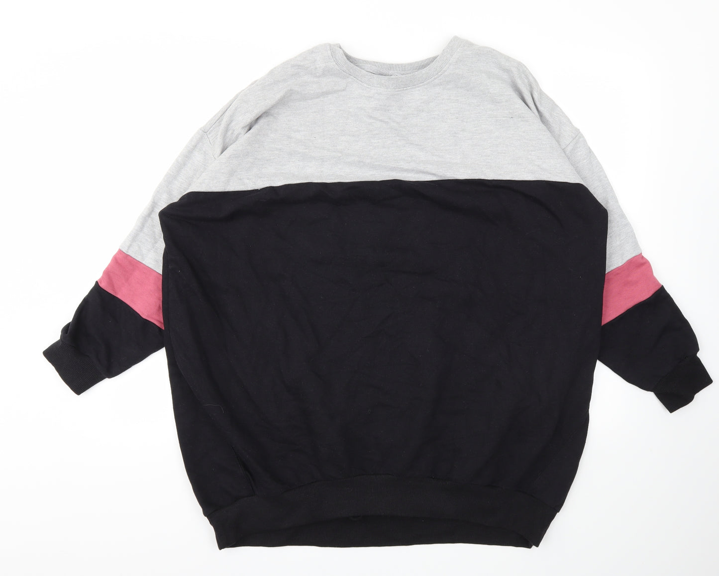 Yours Womens Black Striped  Pullover Sweatshirt Size 22