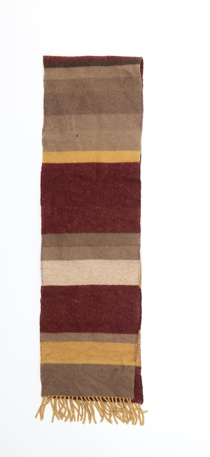 Preworn Unisex Brown Striped   Scarf
