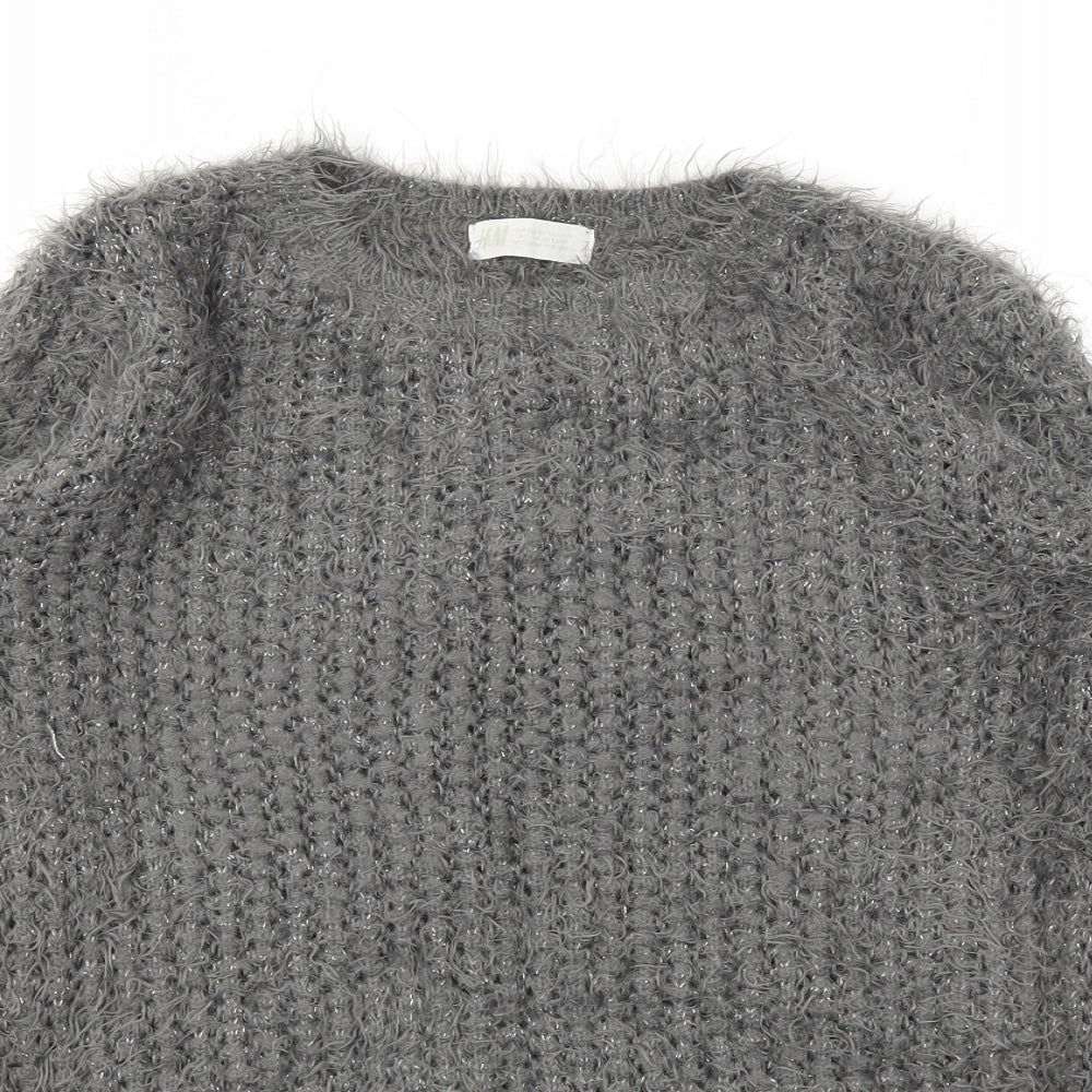 H&M  Girls Grey   Pullover Hoodie Size 13 Years