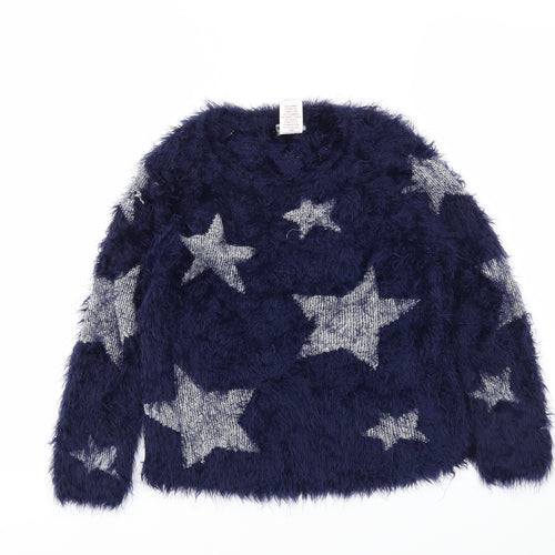 BPSTER Girls Blue Argyle/Diamond  Pullover Jumper Size 7-8 Years