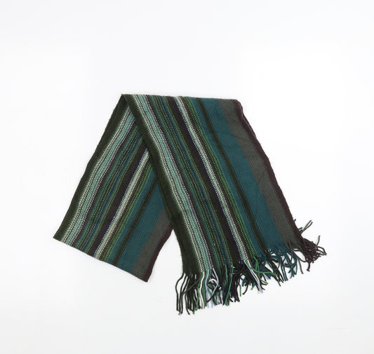 Preworn Mens Green Striped  Scarf  One Size