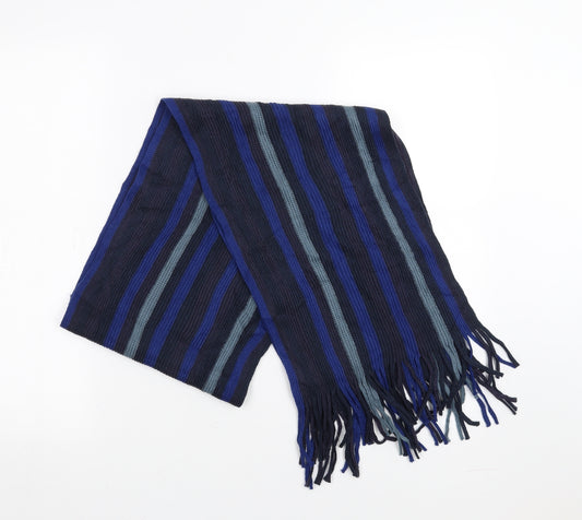 Front view of TU men’s blue striped scarf one size