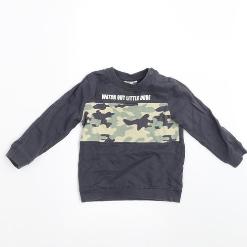 SO CUTE Baby Blue   Pullover Jumper Size 12-18 Months  - Camo detail