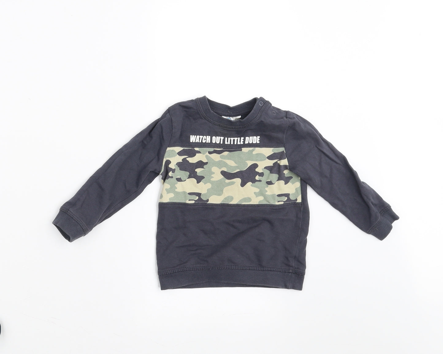 SO CUTE Baby Blue   Pullover Jumper Size 12-18 Months  - Camo detail