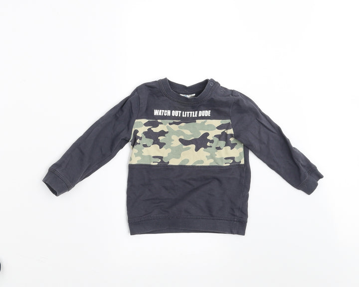 SO CUTE Baby Blue   Pullover Jumper Size 12-18 Months  - Camo detail