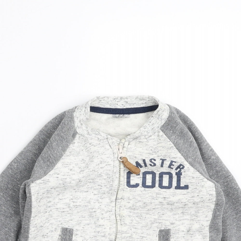 F&F Boys Grey   Full Zip Sweatshirt Size 2-3 Years  - mister cool