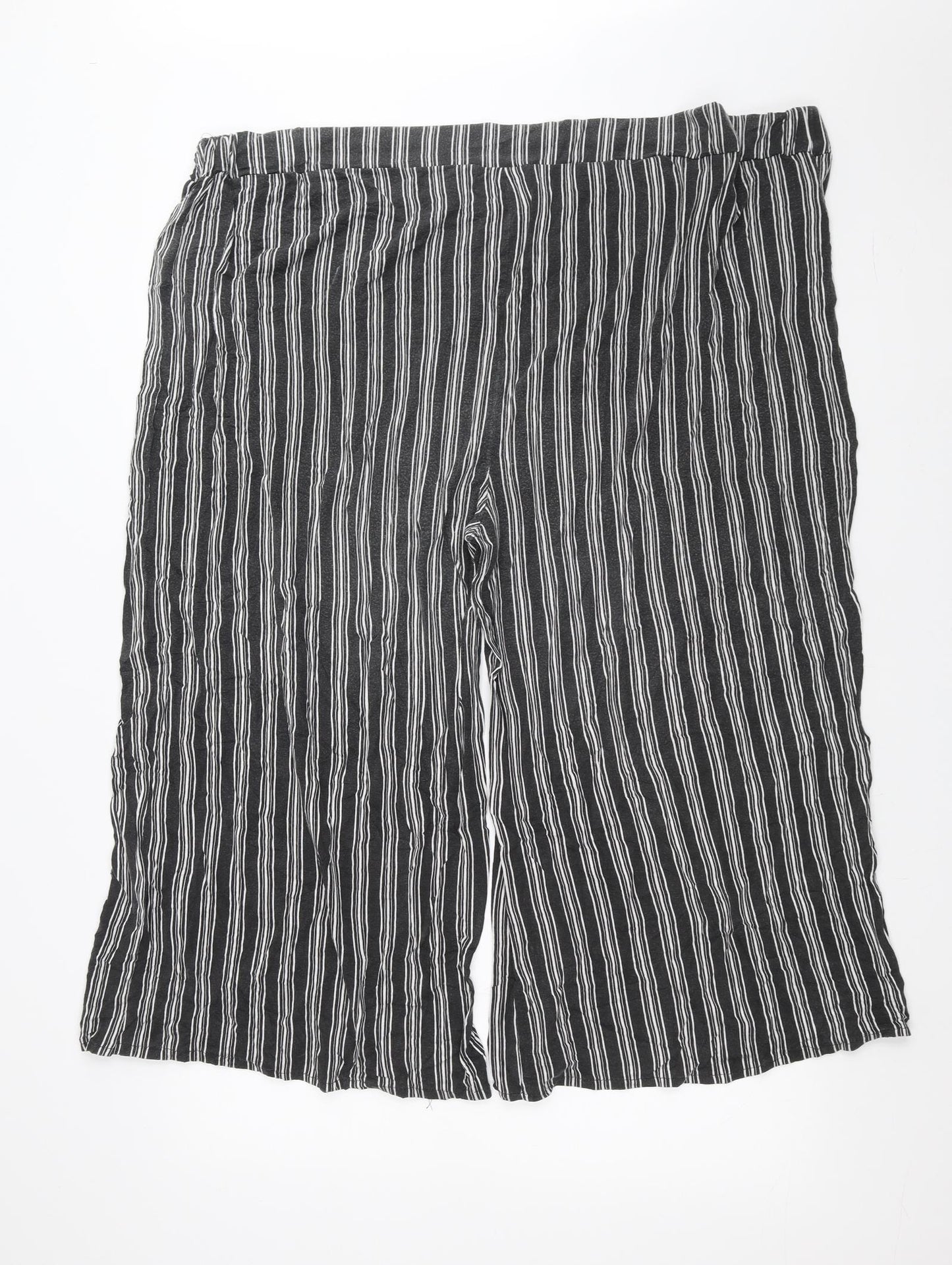 Yours Womens Grey Striped  Cropped Trousers Size 30 L22 in