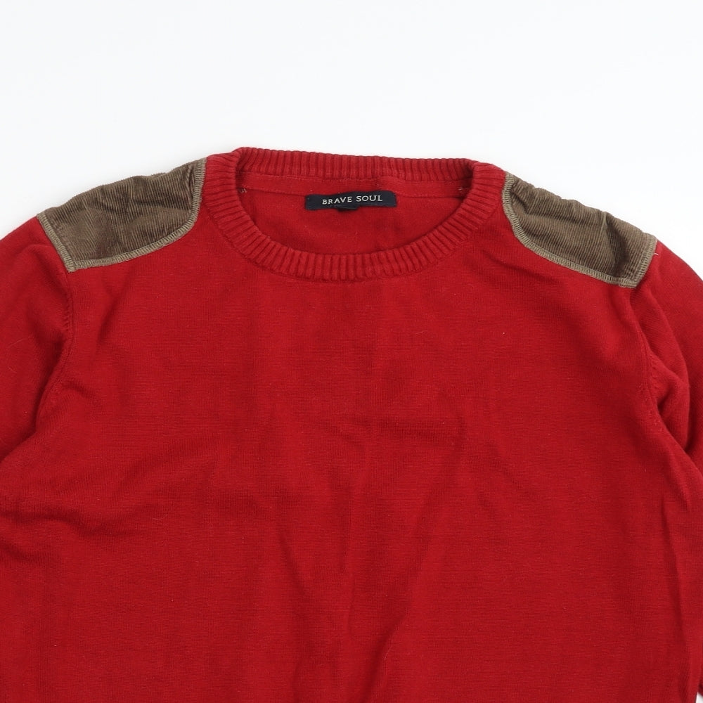 Brave Soul Mens Red   Pullover Jumper Size M