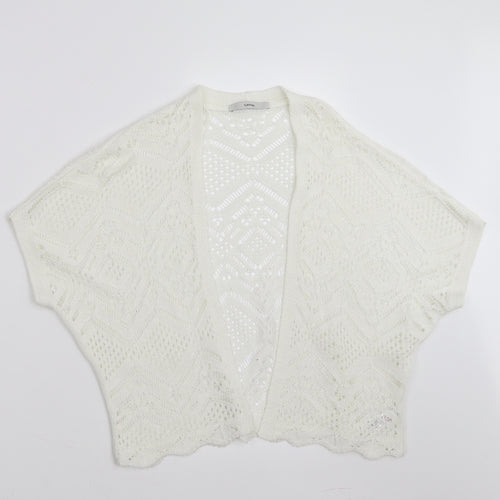 George Womens White Geometric  Shrug Jumper Size S