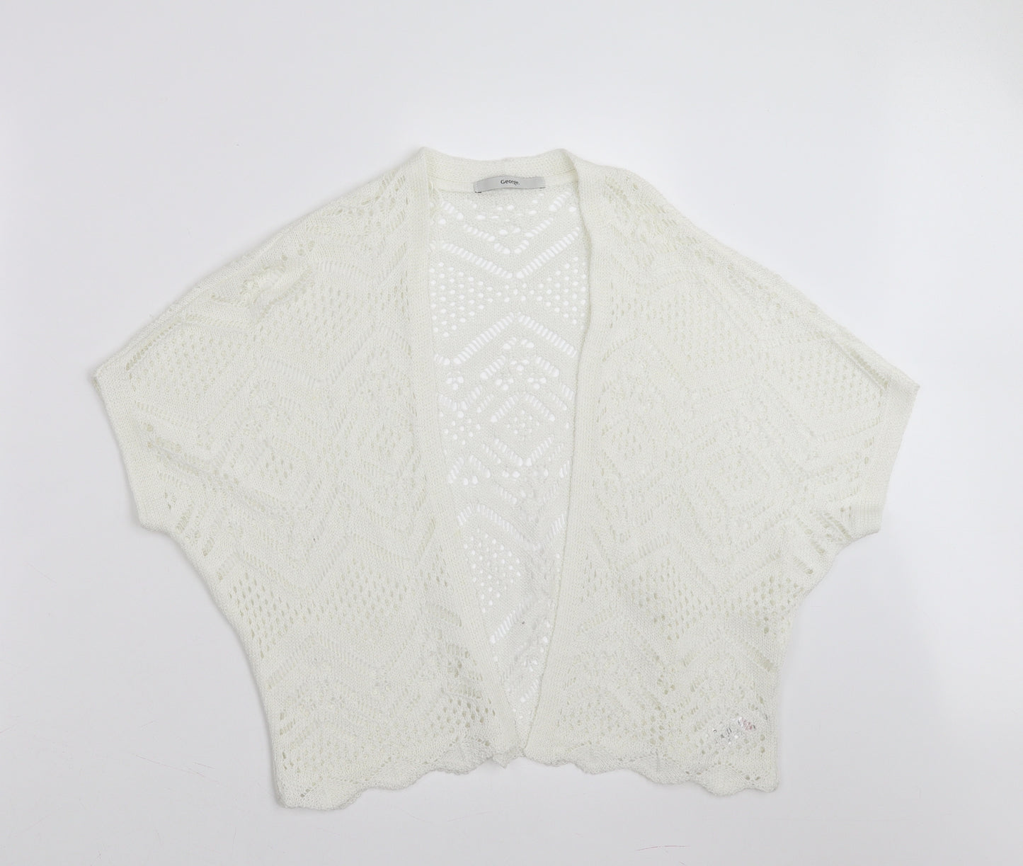 George Womens White Geometric  Shrug Jumper Size S