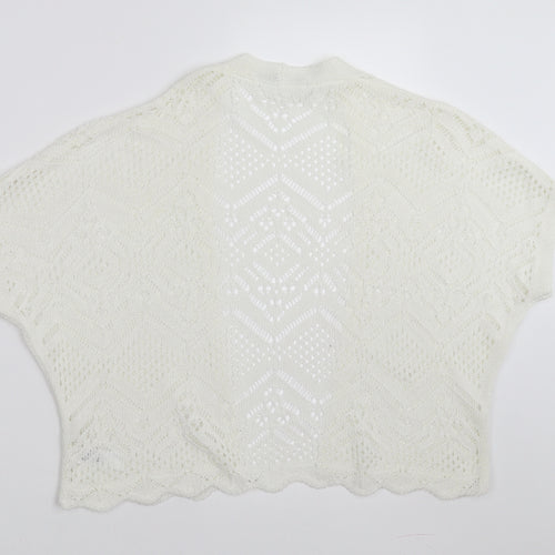 George Womens White Geometric  Shrug Jumper Size S